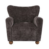 Wingate Cozy Wingback Armchair with Premium Fabric and Solid Wood Legs, Dark Brown, Teak | Wingate Fauteuil Aile Confortable en Tissu Premium et Pieds en Bois Massif, Brun Fonce, Teck