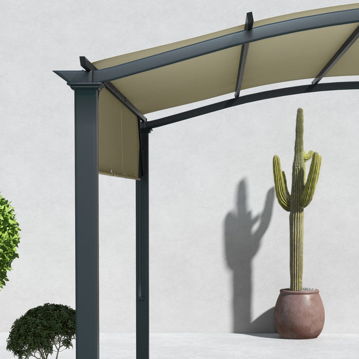 Outsunny Auvent De Pergola Retractable 11' X 11' Pour Patio, Jardin, Beige