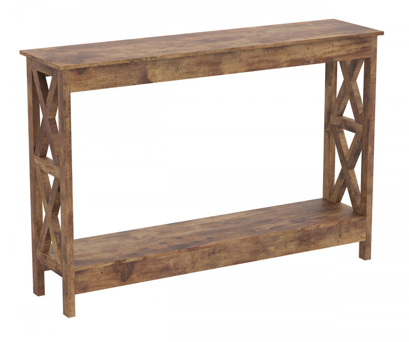 Console de 47 po avec 1 tablette - bois recyclé brun