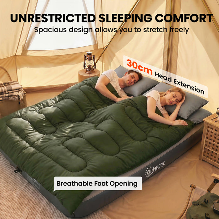 Outsunny Sac de Couchage Double, Taille Queen pour 2 Personnes, Vert
