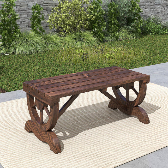 Banc D'exterieur En Bois Rustique Outsunny, Banc De Jardin Pour 2 Personnes, Brun