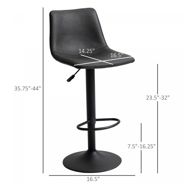 HOMCOM Lot 2 tabourets de bar reglables, hauteur comptoir, gris