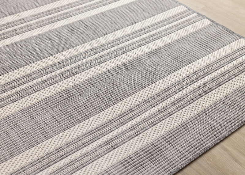 Tapis Jackson a rayures creme taupe, 5'3\" x 7'7\"