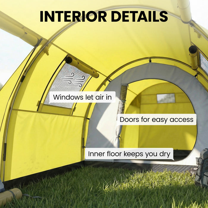 Outsunny Tente de Camping pour 3-4 Personnes avec 2 Pieces, Tente Familiale Impermeable