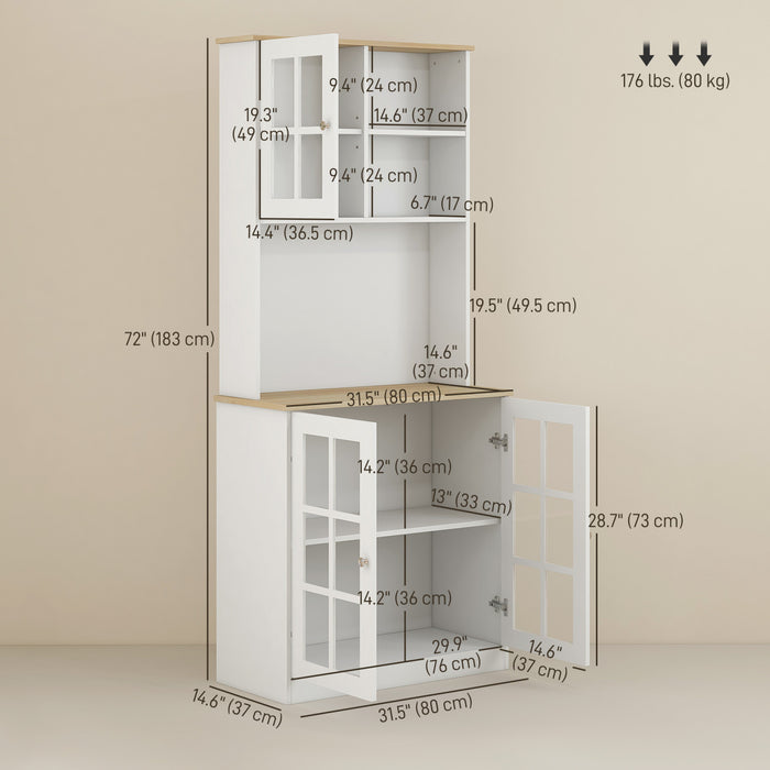 HOMCOM Garde-Manger 3 Armoires 2 Etageres Ouvertes Plan de Travail