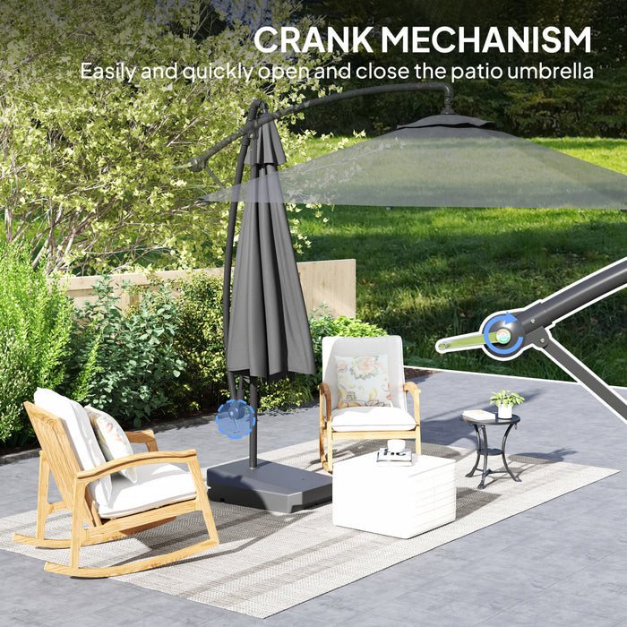 Outsunny Parasol De Terrasse De10pi Avec Base Rechargeable Et Housse, Gris