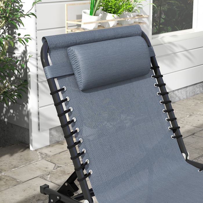 Chaise Longue Pliante D'exterieur Outsunny Grise