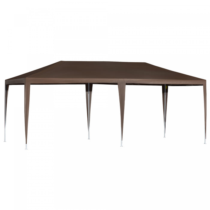 Outsunny 10' X 20' Gazebo Tente De Fete Avec 4 Parois Laterales De Fenetre Amovibles Pour Evenement Exterieur Avec Cordes A Vent Et Piquets De Sol Cafe