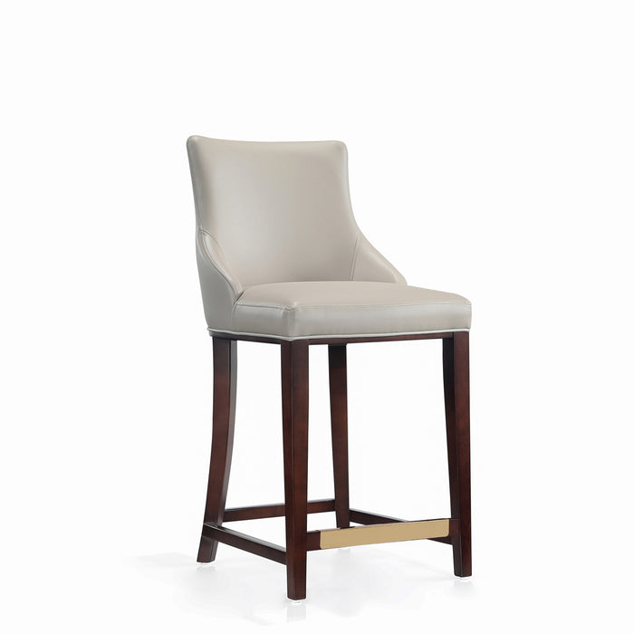 Tabouret de comptoir moderne en bois Shubert avec revetement en tissu gris clair - Lot de 2