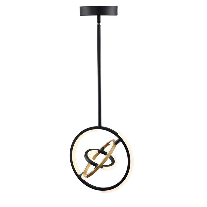 Luminaire suspendu de la collection Trilogy avec lumière à DEL intégrée de 13 po - noir et doré