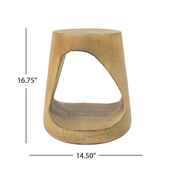 Table d'appoint rustique Elio 16,75 pouces en MGO creuse, style souche et design animalier interieur, naturel