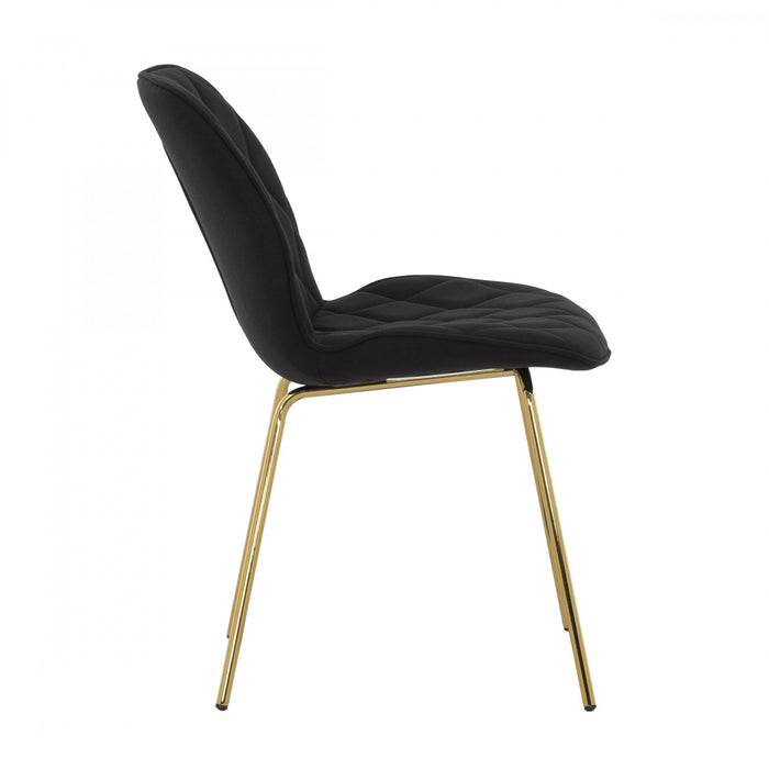 Chaise d'appoint Brynlee noire capitonnee avec pieds dores (ens. de 2)