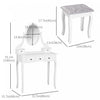 HOMCOM Wooden Vanity Table Set, Makeup Table with 360° Rotating Mirror