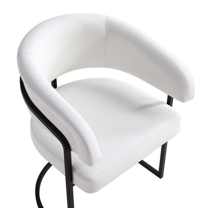Chaise de salle a manger Augusta moderne en metal et cuir vegetalien blanc - Lot de 4