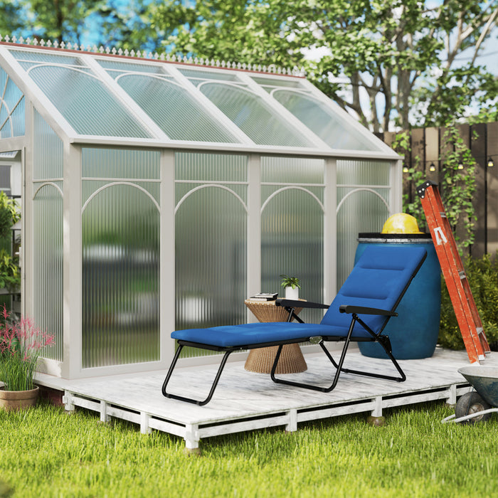 Outsunny Chaise Longue Pliante Avec Coussin, Dossier Reglable, Bleu