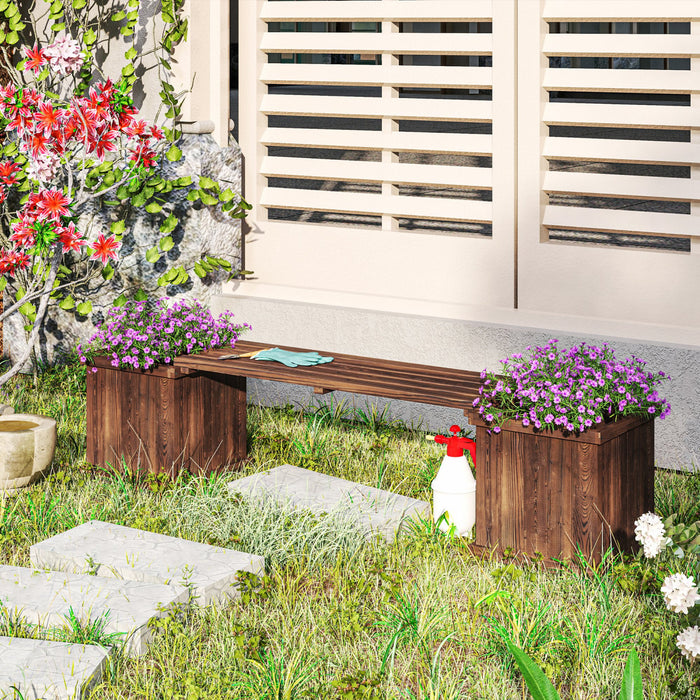 Outsunny Support Pour Plantes Sureleve Jardiniere Et Banc De Jardin En Bois