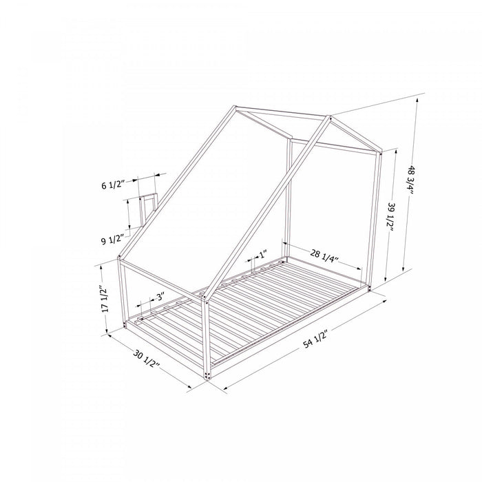 Lit maison Sweedi avec cheminée - blanc