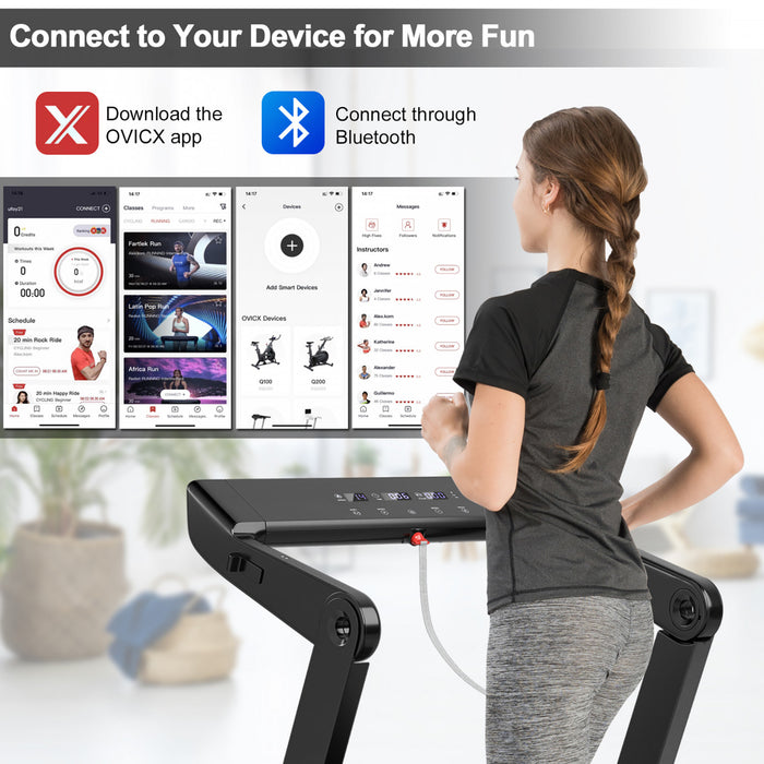 Superfit 4.0hp Pliable Electrique Tapis Roulant Machine De Jogging W / Bluetooth Noir