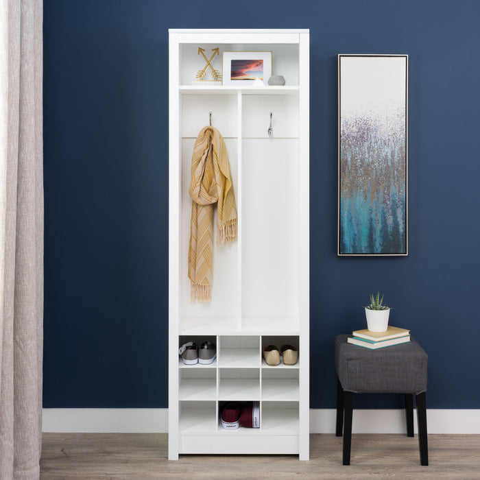Meuble gagne-place pour organiser l’entrée avec rangement pour chaussures - blanc