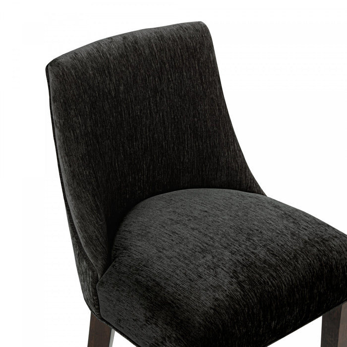 Tabouret de comptoir moderne Beever en bois et chenille, coloris noir