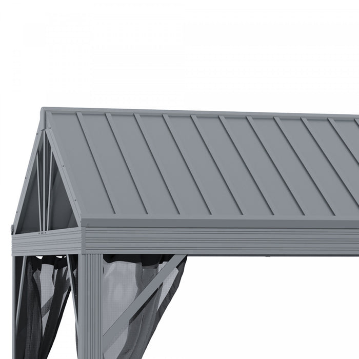 Outsunny 12' X 10' Tonnelle De Jardin Barnum Avec Filet Et Cadre En Aluminium Pour Patios, Jardins, Pelouses, Gris Fonce