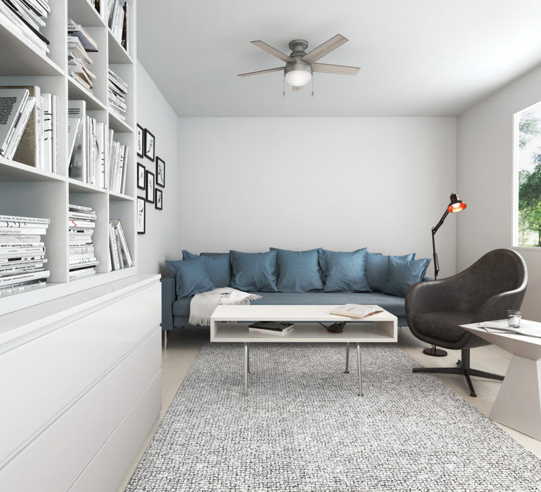 Ventilateur de plafond Anslee à profil bas avec luminaire - Gris