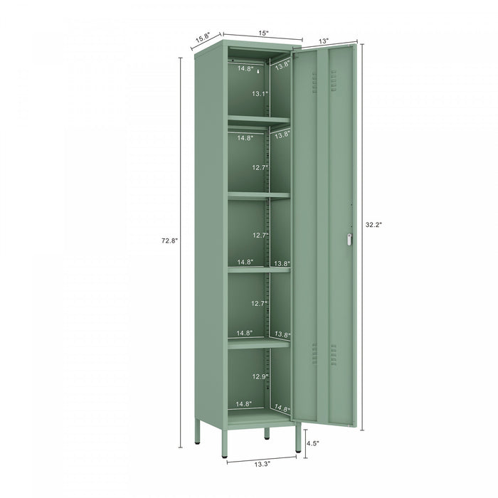 Armoires de rangement modernes Naomi 2 pieces en metal, vert sauge