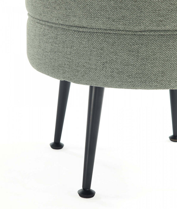 Pouf d’appoint capitonne Bailey style milieu du siecle en vert sauge