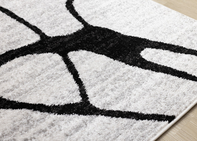 Tapis Emmett gris et noir avec motif tourbillon, 5'3\" x 7'7\"