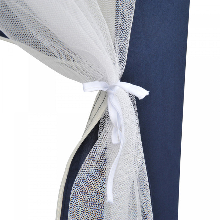Tonnelle Barnum Tente De Reception Hexagonale 10 MĠ Style Cosy Metal Polyester Impermeabilise Bleu Blanc