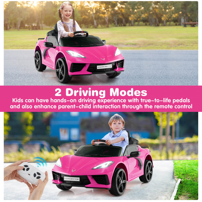 Costway 12v Electrique Enfants Rouler Sur La Voiture Avec Telecommande Sans Fil Connexion Lumieres Rose