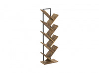  Bibliothèque de 46 po de style arbre avec 8 tablettes - bois recyclé brun avec métal noir
