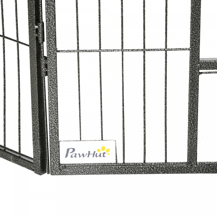 Pawhut Parc Pour Animaux De Compagnie Robuste, 16 Panneaux En Acier Pour Chien, Stylo D'exercice Portable Pour Chiot, Avec 2 Portes Verrou De Verrouillage