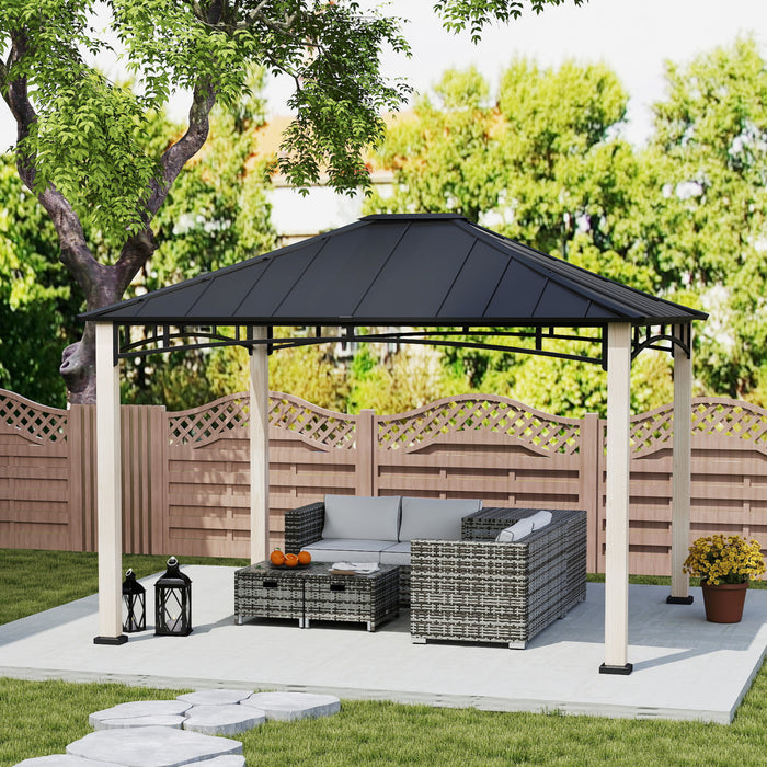 Outsunny Gazebo A Toit Rigide De 10' X 12' Avec Toit En Metal