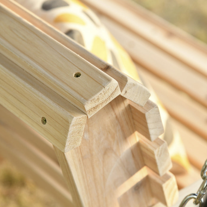 Siege De Balancoire D'exterieur Pour Porche 2 Places Outsunny Avec Porte-gobelet, Banc De Hamac En Bois Avec Chaines Pour Jardin Et Patio
