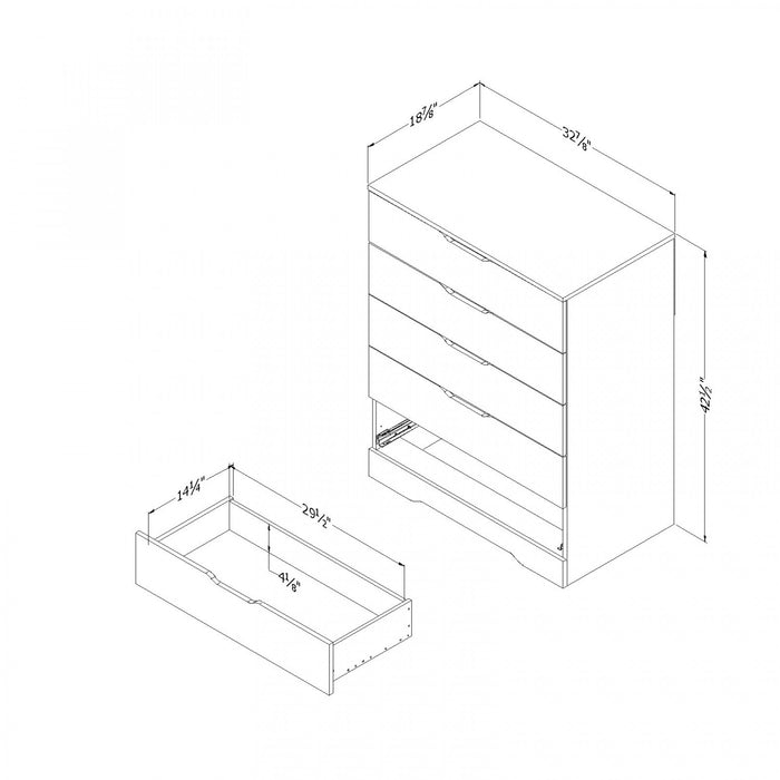 Commode verticale Holland à 5 tiroirs - chêne noir
