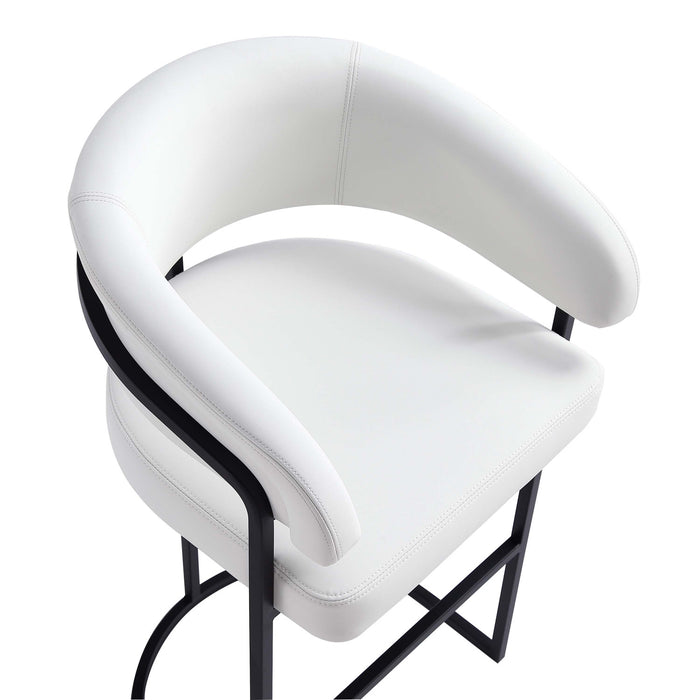 Tabouret de comptoir moderne Augusta en metal et tissu, blanc