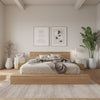 Kanso Low Platform Bed Set King Bed | Kanso Lit a Plateforme Basse avec Tete de Lit