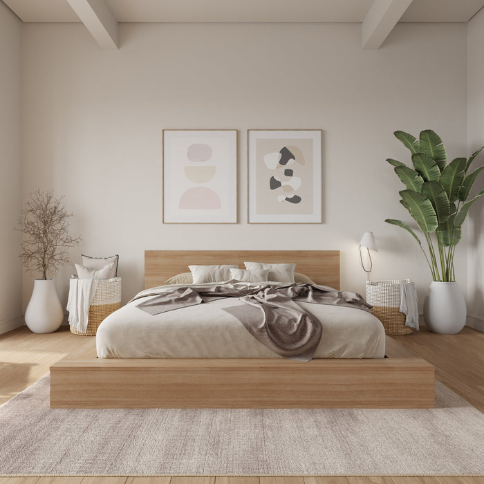 Kanso Lit a Plateforme Basse avec Tete de Lit