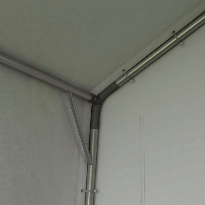 Outsunny Abri Portable 7' X 12', Abri Exterieur Avec Porte Enroulable, Gris