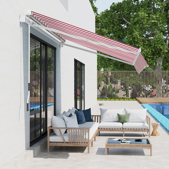 Outsunny Abri D'auvent Retractable Manuel Avec Manivelle 10' X 8', Rouge