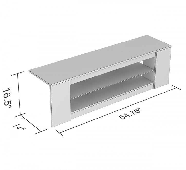 Meuble pour téléviseur de 55 po avec 2 tablettes et verre trempé - taupe foncé