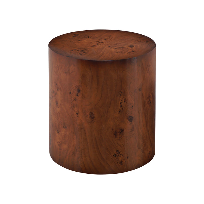 Ensemble de 2 tables basses rondes gigognes Kinley, tables d'appoint cylindriques placage bois, brun