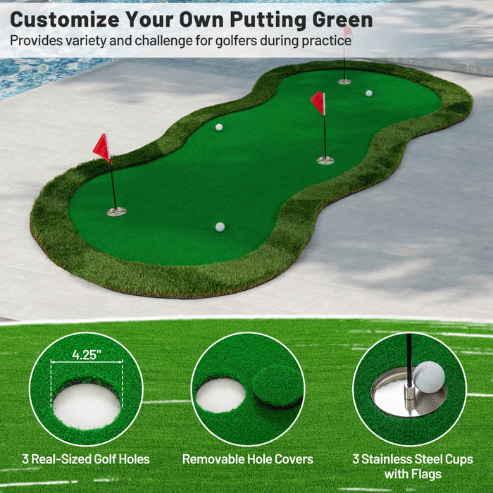 Costway 5 X 10 Ft Tapis De Pratique De Golf Professionnel Avec 3 Trous Et Des Balles De Golf Pour La Maison