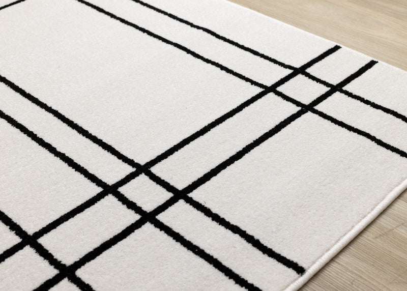 Tapis Covington a carreaux gris et blanc, 7'10\" x 10'6\"