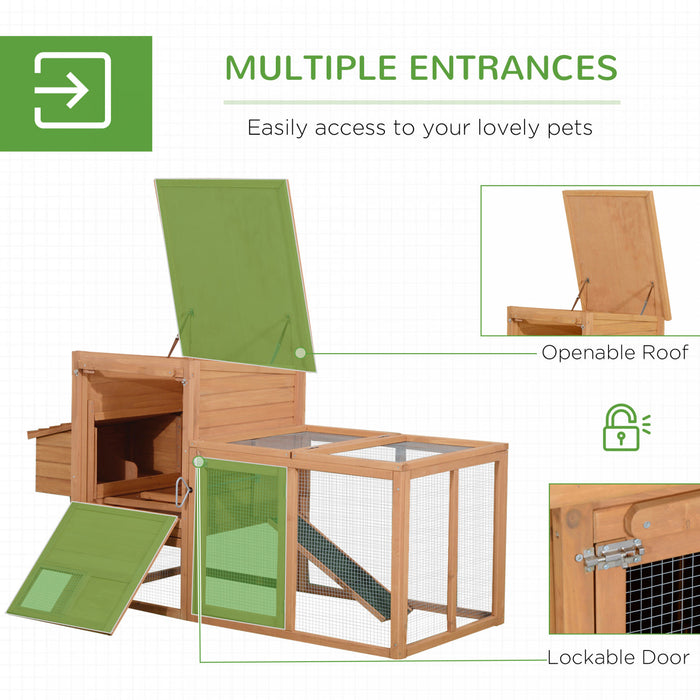 Pawhut Poulailler A 2 Niveaux Poulailler En Bois Clapier A Lapin Cage A Volaille Jardin Exterieur Avec Echelle De Course
