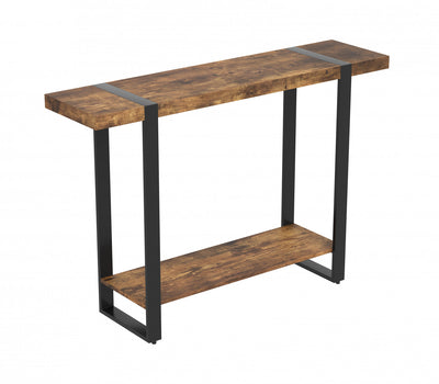 47” Console Table With 1 Shelf - Reclaimed Wood Look With Black Metal | Console de 47 po avec 1 tablette - apparence de bois recyclé avec métal noir