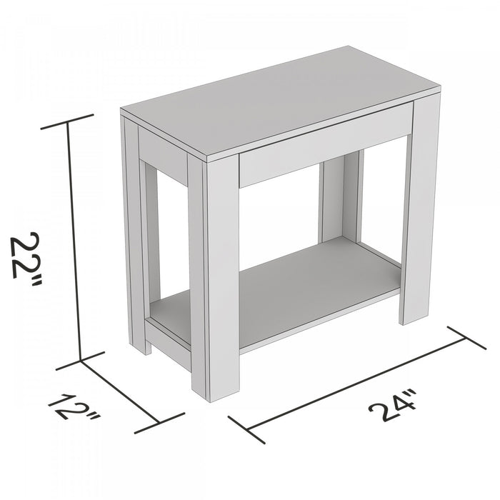 Table d’appoint étroite classique de 24 po avec rangement dissimulé et tablette inférieure - bois recyclé brun
