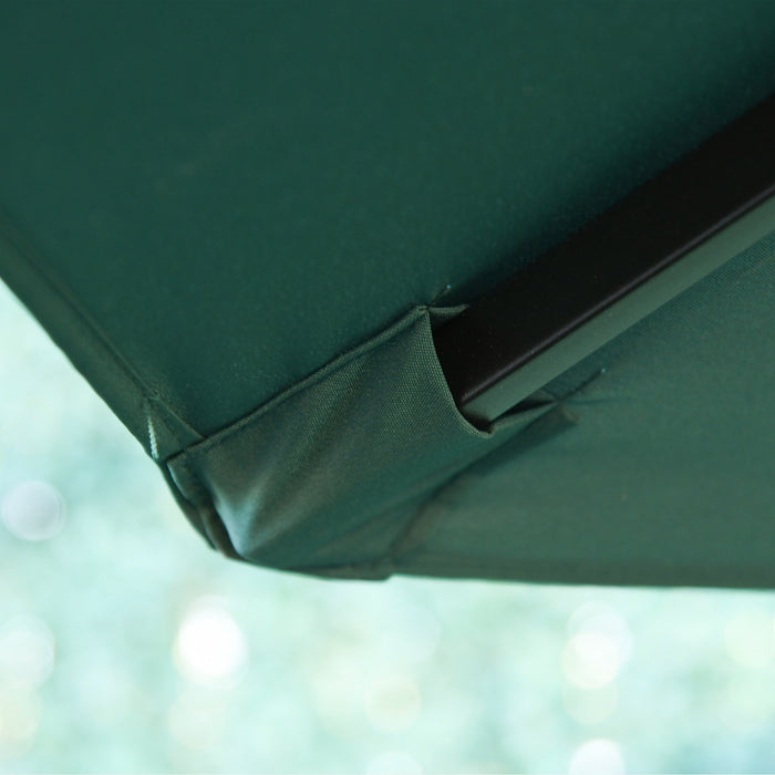 Outsunny Parasol En Porte-a-faux 10 Pi Avec Lampes Solaires, Vert Fonce