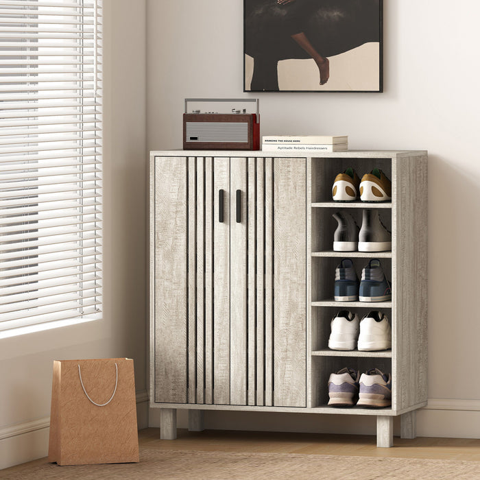 HOMCOM Meuble a Chaussures avec Etageres Ouvertes pour 17 Paires, Gris